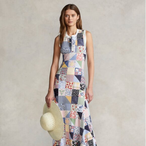 Polo Ralph Lauren Patchwork Rib-Knit Maxi Dress XS - Picture 1 of 9